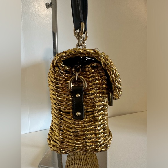 DOLCE & GABBANA Metallic Woven Raffia Bag Gold 2022 with COA spring fashion week - Picture 9 of 17